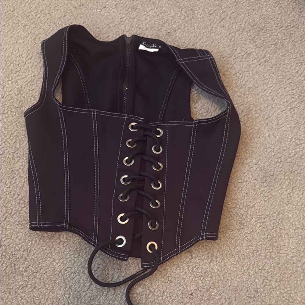 Fashion Nova Black Lace-Up Crop Top